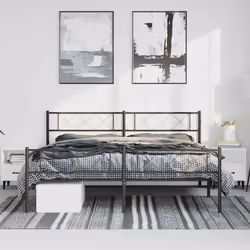 Giroletto con Testiera e Pediera Metallo Nero 193x203 cmcod mxl 82578 - Vista aggiuntiva 3