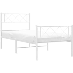 Giroletto con Testiera e Pediera Metallo Bianco 100x190 cm Vidaxl