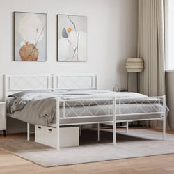 Giroletto con Testiera e Pediera Metallo Bianco 120x200 cmcod mxl 106524