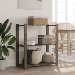 Scaffale a 3 Livelli Grigio 80x38x90 cm in Legno di Pino Vidaxl 92383