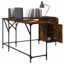 Scrivania Rovere Fumo 141x141x75 cm in Legno Multistratocod mxl 84635 - Vista aggiuntiva 3