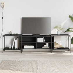 vidaXL Mobile Porta TV Nero 203x37x50 cm in Legno Multistrato