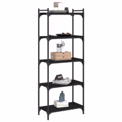 Libreria a 5 Ripiani Nera 60x30x154 cm in Legno Multistratocod mxl 108530 - Vista aggiuntiva 3