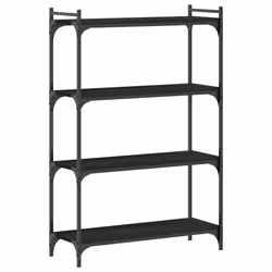 vidaXL Libreria a 4 Ripiani Nera 80x30x120 cm in Legno Multistrato - Vista aggiuntiva 2