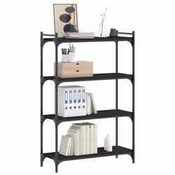 vidaXL Libreria a 4 Ripiani Nera 80x30x120 cm in Legno Multistrato - Vista aggiuntiva 3