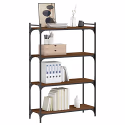 Libreria 4 Ripiani Rovere Marrone 80x30x120cm Legno Multistratocod mxl 108534 - Vista aggiuntiva 3