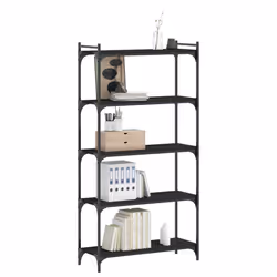 Libreria a 5 Ripiani Nera 80x30x154 cm in Legno Multistratocod mxl 84572 - Vista aggiuntiva 3
