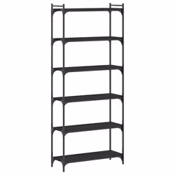 Libreria a 6 Ripiani Nera 80x30x188 cm in Legno Multistratocod mxl 84573 - Vista aggiuntiva 2