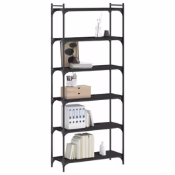Libreria a 6 Ripiani Nera 80x30x188 cm in Legno Multistratocod mxl 84573 - Vista aggiuntiva 3