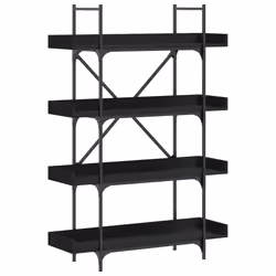 Libreria a 4 Ripiani Nera 100x33x145,5 cm in Legno Multistratocod mxl 134399 - Vista aggiuntiva 2