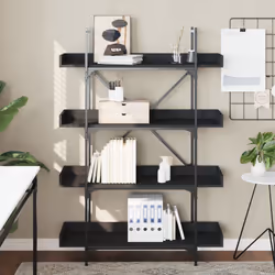 Libreria a 4 Ripiani Nera 100x33x145,5 cm in Legno Multistratocod mxl 134399 - Vista aggiuntiva 3