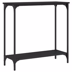 Tavolino Consolle Nero 75x30,5x75 cm in Legno Multistratocod mxl 84574 - Vista aggiuntiva 2