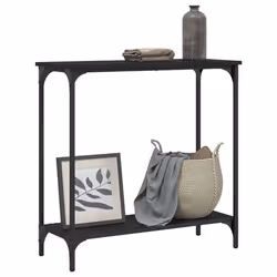 Tavolino Consolle Nero 75x30,5x75 cm in Legno Multistratocod mxl 84574 - Vista aggiuntiva 3
