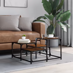 Tavolino da Salotto Rovere Marrone 68x68x40cm Legno Multistratocod mxl 86219 - Vista aggiuntiva 3
