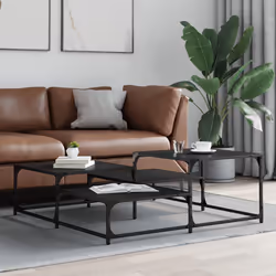 Tavolino da Salotto Nero 107x107x40 cm in Legno Multistratocod mxl 110186 - Vista aggiuntiva 3