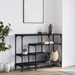 Tavolino Consolle con Ripiani Nero 100x35x75 cmcod mxl 86222 - Vista aggiuntiva 3