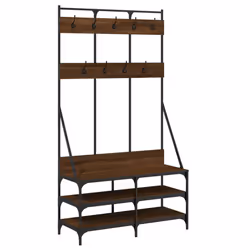 Appendiabiti con Porta Scarpe Rovere Marrone 100x40x184 cmcod mxl 84392 - Vista aggiuntiva 2