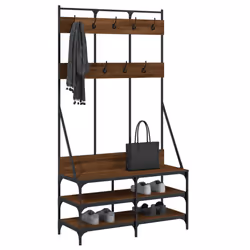 Appendiabiti con Porta Scarpe Rovere Marrone 100x40x184 cmcod mxl 84392 - Vista aggiuntiva 3
