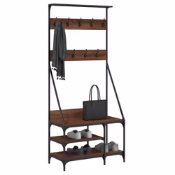 Appendiabiti con Porta Scarpe Rovere Marrone 80x40x184 cmcod mxl 132309 - Vista aggiuntiva 3