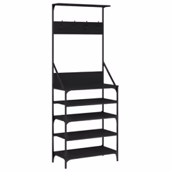 Appendiabiti con Porta Scarpe Nero 70x34x184 cmcod mxl 132312 - Vista aggiuntiva 2