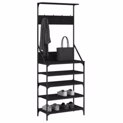 Appendiabiti con Porta Scarpe Nero 70x34x184 cmcod mxl 132312 - Vista aggiuntiva 3