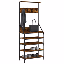 Appendiabiti con Porta Scarpe Rovere Fumo 70x34x184 cmcod mxl 84398 - Vista aggiuntiva 3