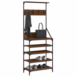 Appendiabiti con Porta Scarpe Rovere Marrone 70x34x184 cmcod mxl 84397 - Vista aggiuntiva 3
