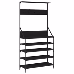 Appendiabiti con Porta Scarpe Nero 90x34x184 cmcod mxl 108373 - Vista aggiuntiva 2