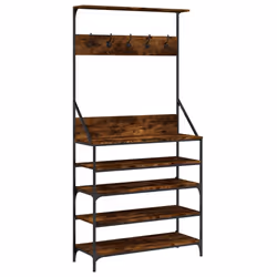 Appendiabiti con Porta Scarpe Rovere Fumo 90x34x184 cmcod mxl 132313 - Vista aggiuntiva 2