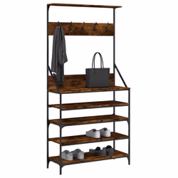 Appendiabiti con Porta Scarpe Rovere Fumo 90x34x184 cmcod mxl 132313 - Vista aggiuntiva 3