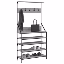Appendiabiti con Porta Scarpe Grigio Sonoma 90x34x184 cmcod mxl 109596 - Vista aggiuntiva 3