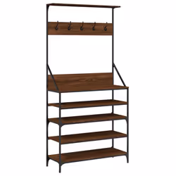Appendiabiti con Porta Scarpe Rovere Marrone 90x34x184 cmcod mxl 84399 - Vista aggiuntiva 2