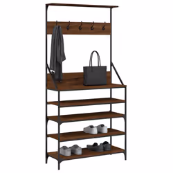 Appendiabiti con Porta Scarpe Rovere Marrone 90x34x184 cmcod mxl 84399 - Vista aggiuntiva 3