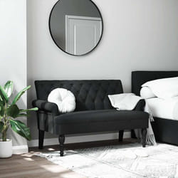 Panca con Schienale Nera 120x62x75,5 cm in Tessutocod mxl 107858