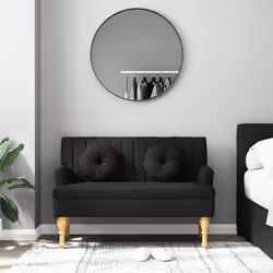 vidaXL Panca con Cuscini Nera 113x64,5x75,5 cm in Tessuto - Vista aggiuntiva 3