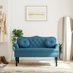 vidaXL Panca con Cuscini Blu 120,5x65x75 cm in Velluto