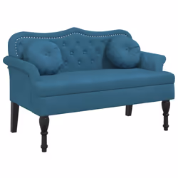 vidaXL Panca con Cuscini Blu 120,5x65x75 cm in Velluto - Vista aggiuntiva 2
