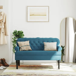 Vidaxl - Panca con Schienale Blu 119,5x64,5x75 cm in Velluto 895417