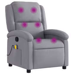 Poltrona Massaggiante Reclinabile Grigio Chiaro in Tessutocod mxl 83847 - Vista aggiuntiva 2