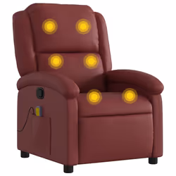 Poltrona Massaggiante Reclinabile Rosso vino in Similpellecod mxl 131785 - Vista aggiuntiva 2