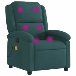 Poltrona Massaggiante Reclinabile Verde Scuro in Vellutocod mxl 83876 - Vista aggiuntiva 2