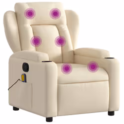 Poltrona Massaggiante Reclinabile Crema in Tessutocod mxl 83965 - Vista aggiuntiva 2