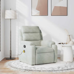 Poltrona Massaggiante Reclinabile Grigio Chiaro in Vellutocod mxl 107956