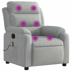 Poltrona Massaggiante Reclinabile Grigio Chiaro in Vellutocod mxl 107956 - Vista aggiuntiva 2
