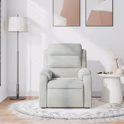 Poltrona Massaggiante Reclinabile Grigio Chiaro in Vellutocod mxl 107956 - Vista aggiuntiva 3