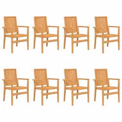 Sedie da Giardino Impilabili 8 pz 56,5x57,5x91 cm Massello Teakcod mxl 118008 - Vista aggiuntiva 2