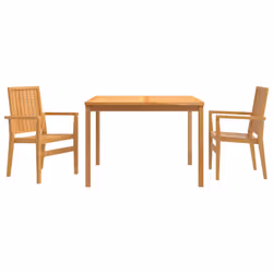 Set da Pranzo per Giardino 3 pz in Legno Massello di Teakcod mxl 69715 - Vista aggiuntiva 2