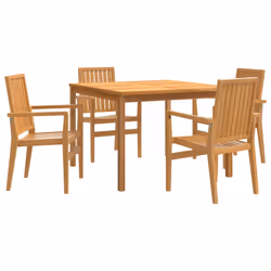 Set da Pranzo per Giardino 5 pz in Legno Massello di Teakcod mxl 93734 - Vista aggiuntiva 2