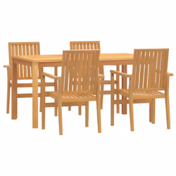 Set da Pranzo per Giardino 5 pz in Legno Massello di Teakcod mxl 117984 - Vista aggiuntiva 2