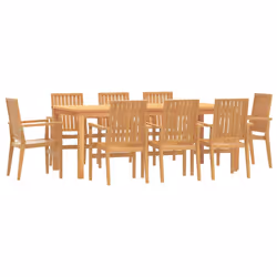 Set da Pranzo per Giardino 9 pz in Legno Massello di Teakcod mxl 117983 - Vista aggiuntiva 2